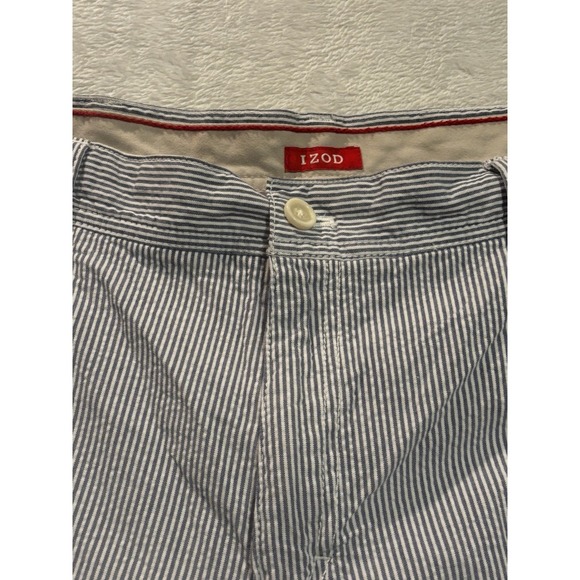 Izod Other - IZOD Flat Front Blue Striped Shorts Mens Size 34 Chino Casual Summer Golf Preppy